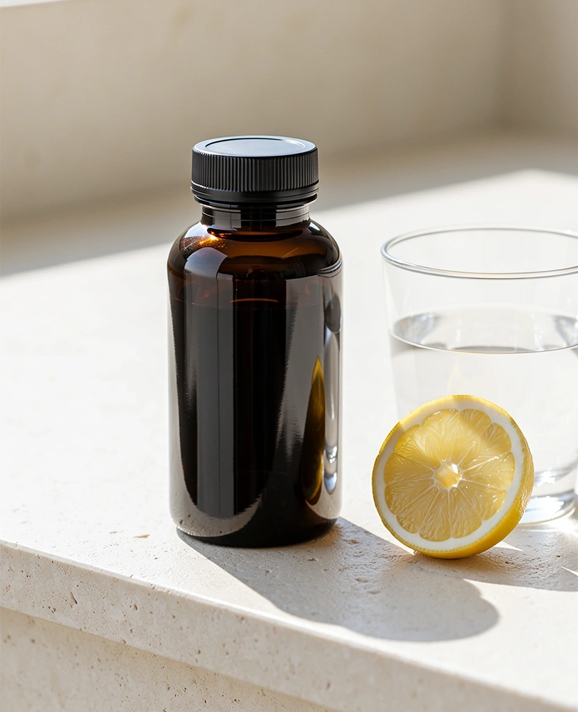 Natural supplements for men on a stone surface